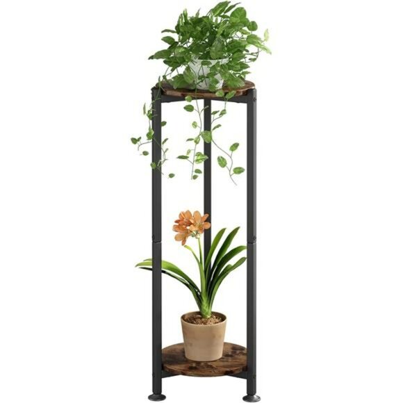 Tall 2 Tier Metal Indoor Plant Stand Shelf for Living Room Balcony Garden - Picture 1 of 7